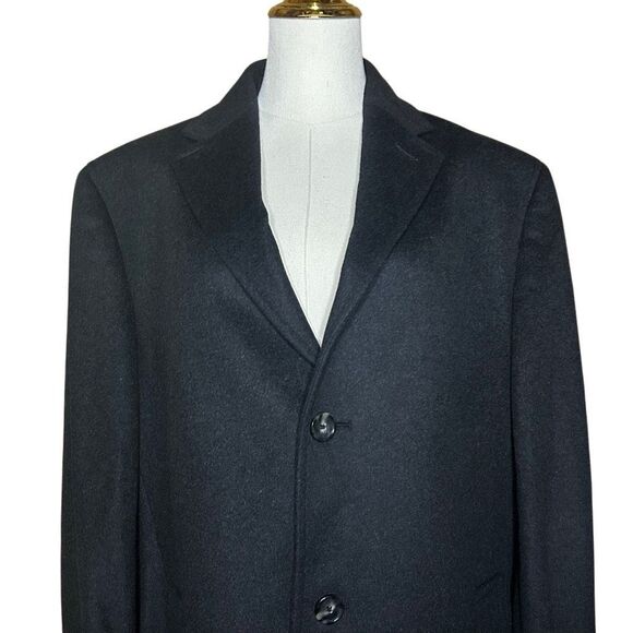 Black Brown 1826 Long Sleeve Gray Overcoat Size 42R Wool Cashmere Blend 3 Button - Picture 2 of 14